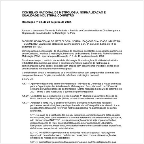Resolução CONMETRO/MDIC 3:2002 - Situação: Revisto
