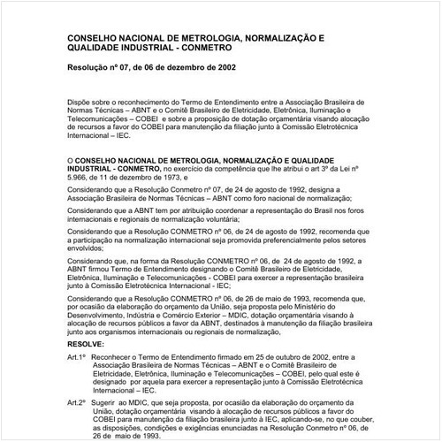 Resolução CONMETRO/MDIC 7:2002 - Situação: Em vigor