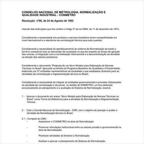 Resolução CONMETRO/MJ 6:1992 - Situação: Revogado