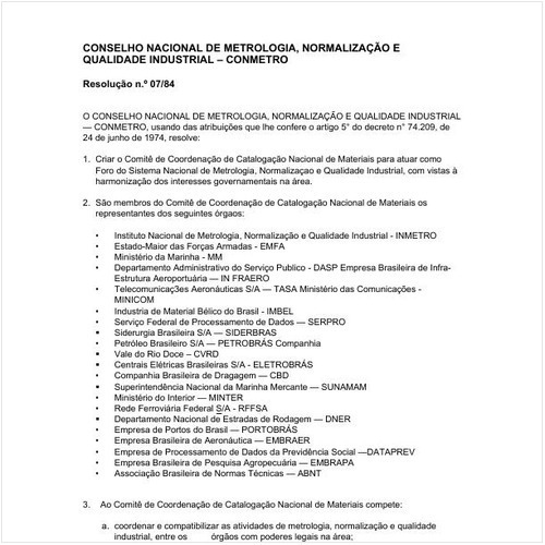 Resolução CONMETRO/MIC 7:1984 - Situação: Revogado
