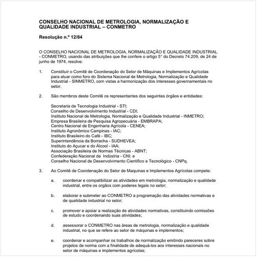 Resolução CONMETRO/CONMETRO 12:1984 - Situação: Revogado