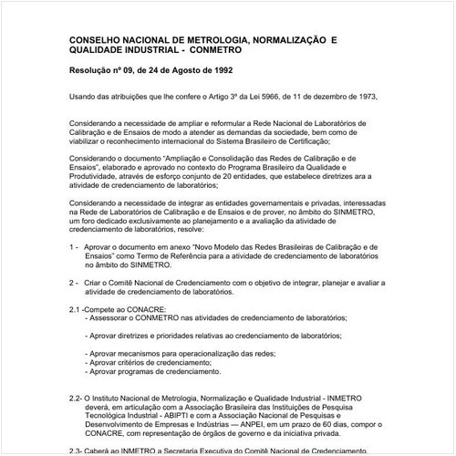 Resolução CONMETRO/MJ 9:1992 - Situação: Revogado