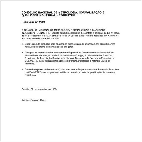 Resolução CONMETRO/MDIC 4:1989 - Situação: Revogado
