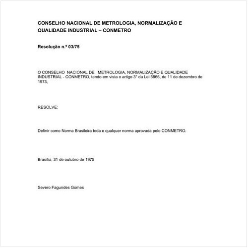 Resolução CONMETRO/CONMETRO 3:1975 - Situação: Revogado
