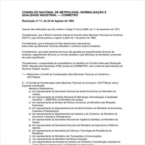 Resolução CONMETRO/CONMETRO 11:1992 - Situação: Revogado