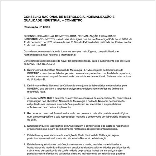 Resolução CONMETRO/MDIC 3:1989 - Situação: Revogado