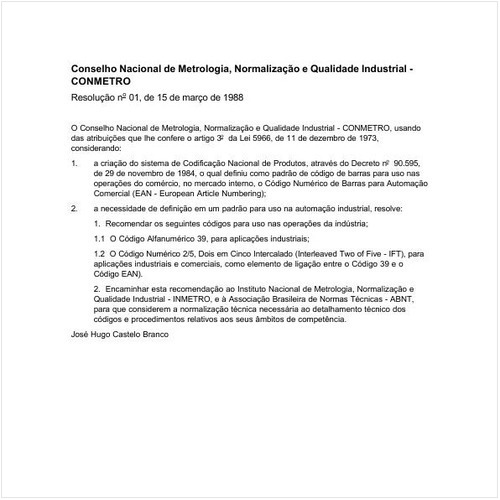 Resolução CONMETRO/MIC 1:1988 - Situação: Revogado