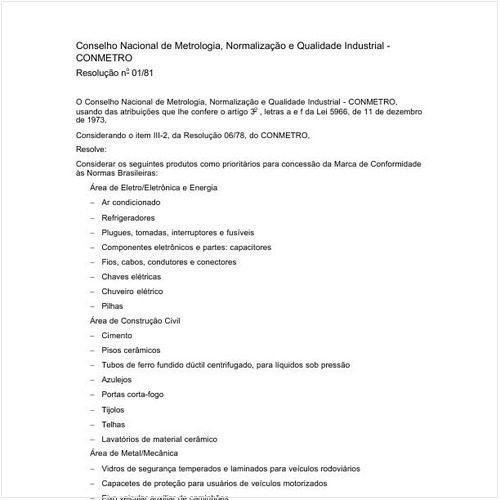 Resolução CONMETRO/CONMETRO 1:1981 - Situação: Revogado