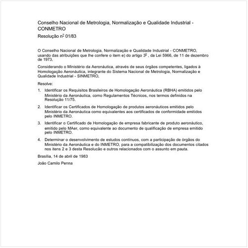 Resolução CONMETRO/MIC 1:1983 - Situação: Revogado