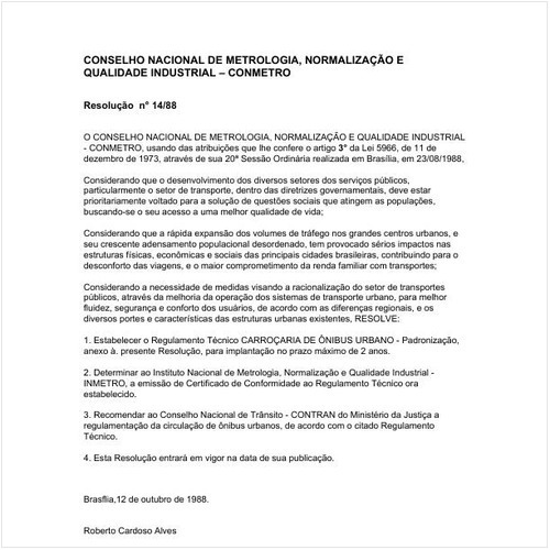 Resolução CONMETRO/CONMETRO 14:1988 - Situação: Revogado