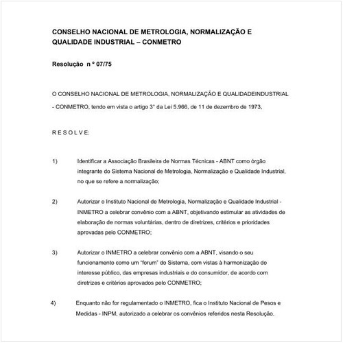 Resolução CONMETRO/CONMETRO 7:1975 - Situação: Revogado