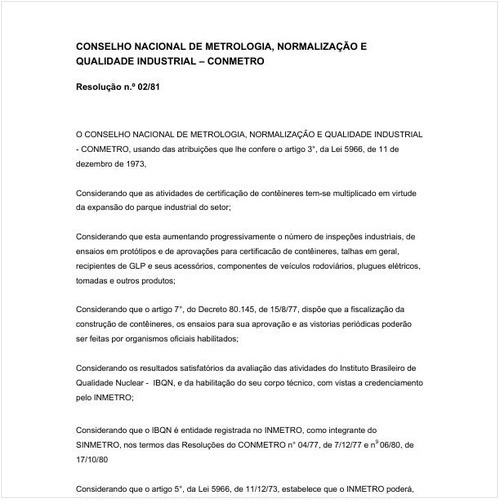 Resolução CONMETRO/CONMETRO 2:1981 - Situação: Revogado
