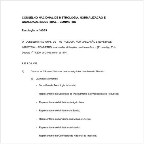 Resolução CONMETRO/CONMETRO 5:1975 - Situação: Revogado