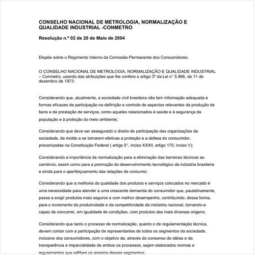 Resolução CONMETRO/MDIC 2:2004 - Situação: Revisto