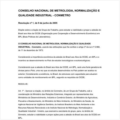 Resolução CONMETRO/MDIC 1:2005 - Situação: Revogado