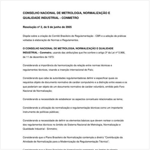 Resolução CONMETRO/MDIC 2:2005 - Situação: Revisto