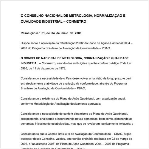 Resolução CONMETRO/MDIC 1:2006 - Situação: Em vigor