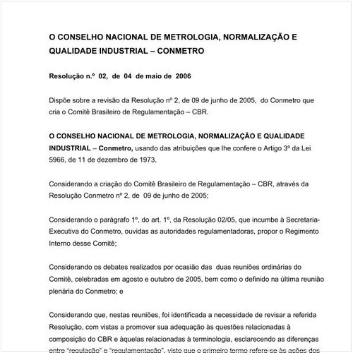 Resolução CONMETRO/MDIC 2:2006 - Situação: Em vigor