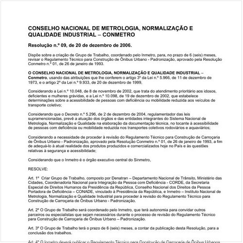 Resolução CONMETRO/MDIC 9:2006 - Situação: Em vigor