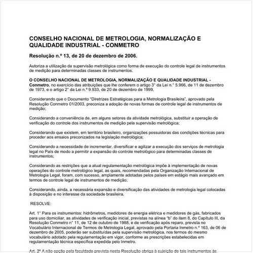 Resolução CONMETRO/CONMETRO 13:2006 - Situação: Revisto