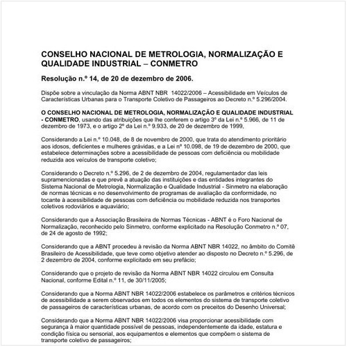 Resolução CONMETRO/CONMETRO 14:2006 - Situação: Em vigor
