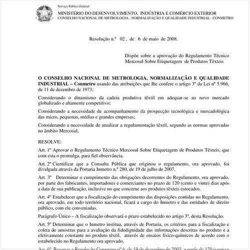 Resolução CONMETRO/MDIC 2:2008 - Situação: Revisto