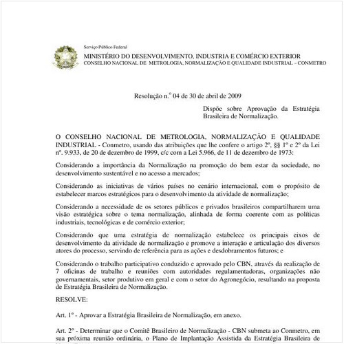 Resolução CONMETRO/MDIC 4:2009 - Situação: Em vigor