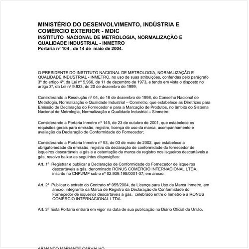 Portaria INMETRO/MDIC 104:2004 - Situação: Revogado