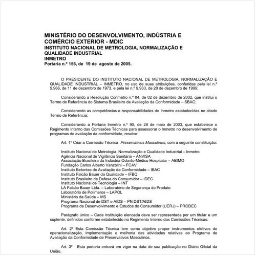 Portaria INMETRO/MDIC 156:2005 - Situação: Revogado