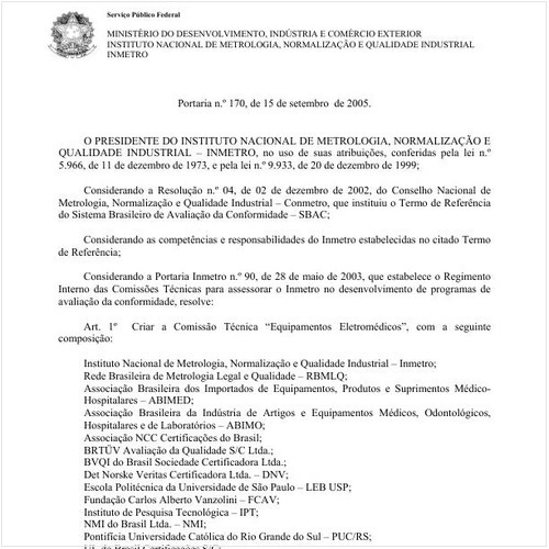 Portaria INMETRO/MDIC 170:2005 - Situação: Revogado