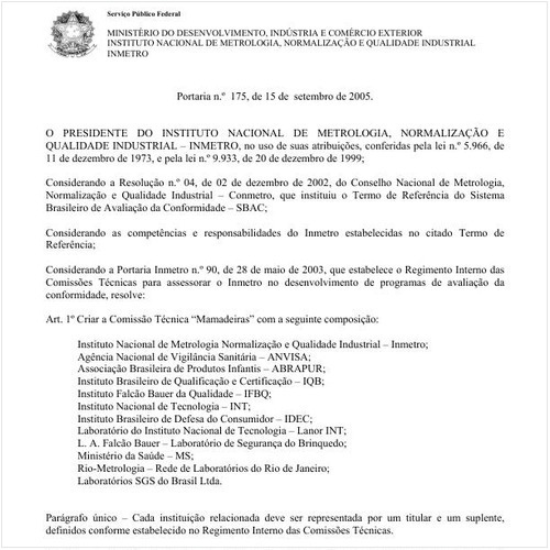 Portaria INMETRO/MDIC 175:2005 - Situação: Revogado