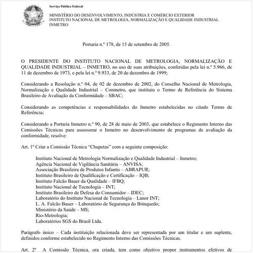 Portaria INMETRO/MDIC 178:2005 - Situação: Revogado