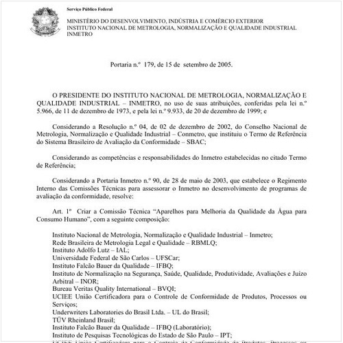 Portaria INMETRO/MDIC 179:2005 - Situação: Revogado
