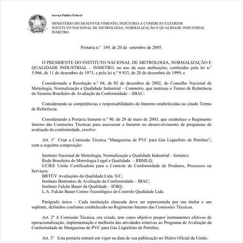 Portaria INMETRO/MDIC 189:2005 - Situação: Revogado