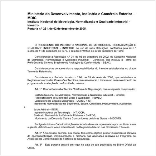 Portaria INMETRO/MDIC 231:2005 - Situação: Revogado