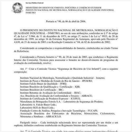 Portaria INMETRO/MDIC 90:2006 - Situação: Revogado