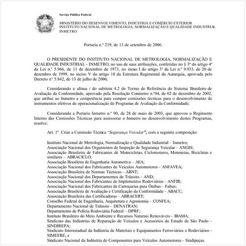 Portaria INMETRO/MDIC 219:2006 - Situação: Revogado