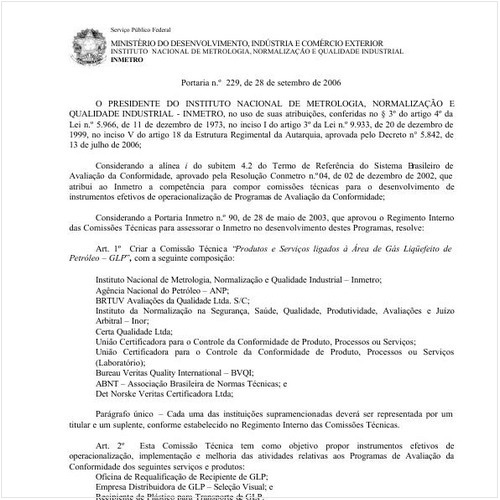 Portaria INMETRO/MDIC 229:2006 - Situação: Revogado