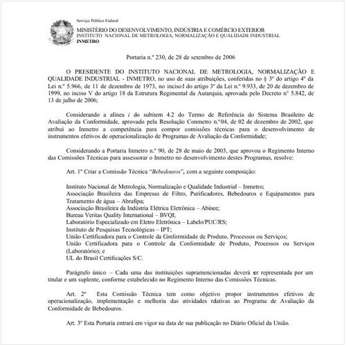 Portaria INMETRO/MDIC 230:2006 - Situação: Revogado