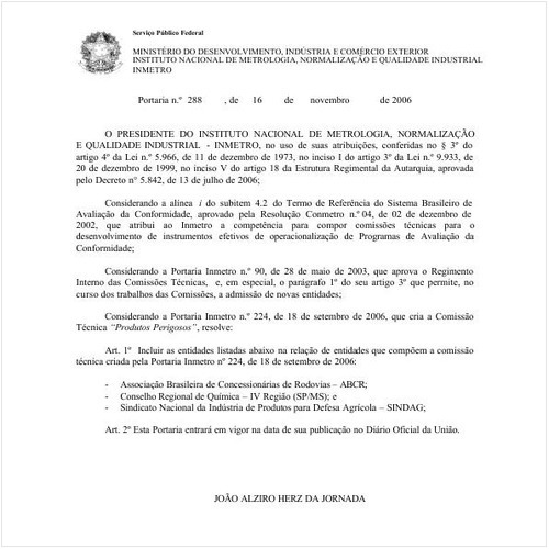 Portaria INMETRO/MDIC 288:2006 - Situação: Revogado