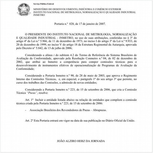 Portaria INMETRO/MDIC 28:2007 - Situação: Revogado