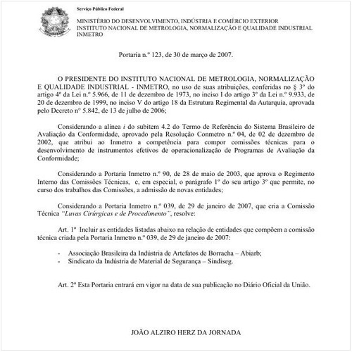 Portaria INMETRO/MDIC 123:2007 - Situação: Revogado
