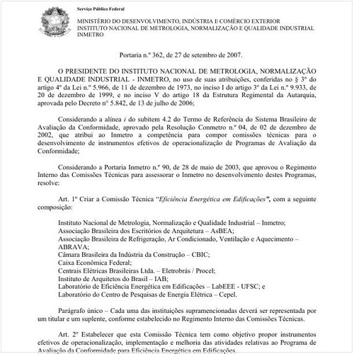 Portaria INMETRO/MDIC 362:2007 - Situação: Revogado