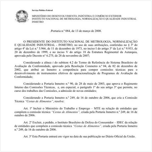 Portaria INMETRO/MDIC 84:2008 - Situação: Revogado