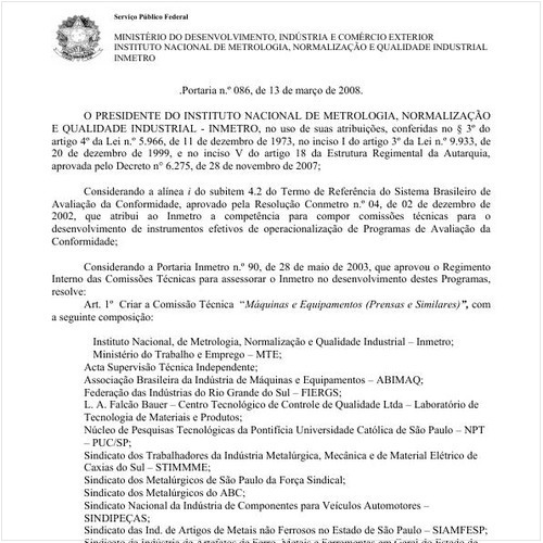 Portaria INMETRO/MDIC 86:2008 - Situação: Revogado