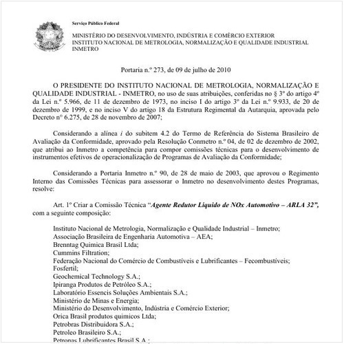 Portaria INMETRO/MDIC 273:2010 - Situação: Revogado