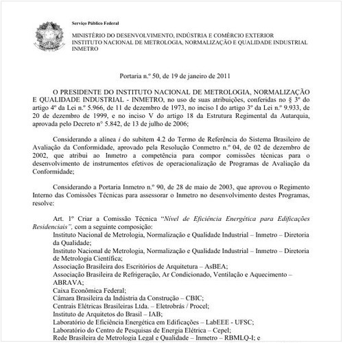 Portaria INMETRO/MDIC 50:2011 - Situação: Revogado