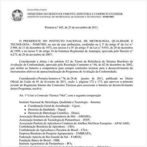 Portaria INMETRO/MDIC 445:2011 - Situação: Revogado