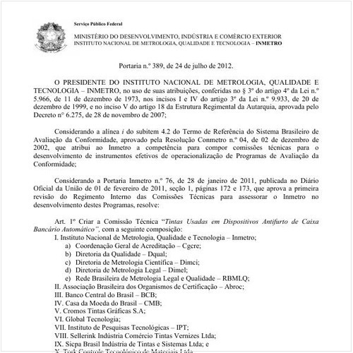 Portaria INMETRO/MDIC 389:2012 - Situação: Revogado