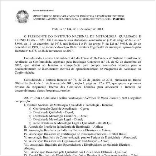 Portaria INMETRO/MDIC 134:2013 - Situação: Revogado